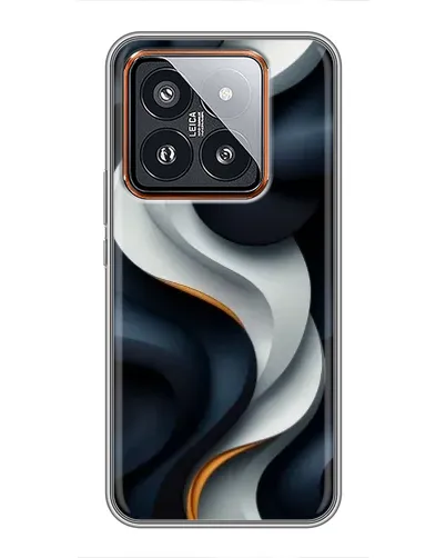 Чехол для Xiaomi 14 Pro с картинкой «Объемные черно-белые ленты»