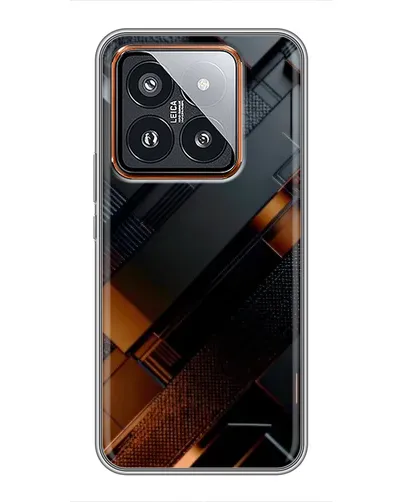 Чехол для Xiaomi 14 Pro с картинкой «Черные геометрические блоки»