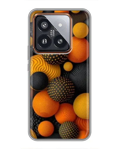 Чехол для Xiaomi 14 Pro с картинкой «Объемные оранжевые сферы»