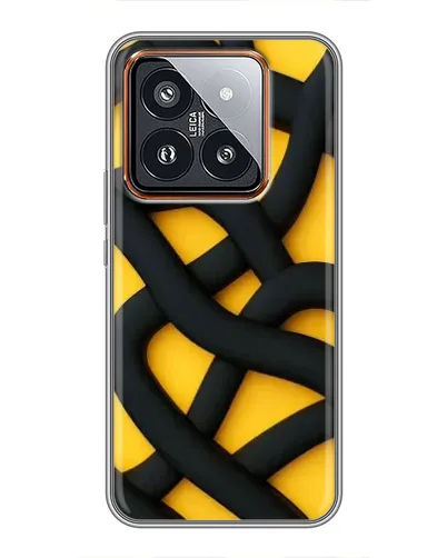 Чехол для Xiaomi 14 Pro с картинкой «Черное желтое переплетение»