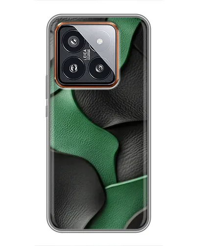 Чехол для Xiaomi 14 Pro с картинкой «Зеленые кожаные волны»