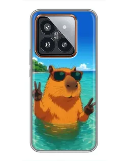 Чехол для Xiaomi 14 Pro с картинкой «Морская капибара» Чехол для Xiaomi 14 Pro с картинкой «Морская капибара»