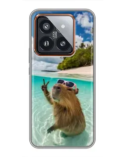 Чехол для Xiaomi 14 Pro с картинкой «Капибара на море» Чехол для Xiaomi 14 Pro с картинкой «Капибара на море»