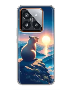 Чехол для Xiaomi 14 Pro с картинкой «Закат солнца с капибарой» Чехол для Xiaomi 14 Pro с картинкой «Закат солнца с капибарой»
