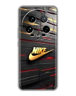 Чехол для Xiaomi 14 Ultra с картинкой «Золотой Nike на металле»
