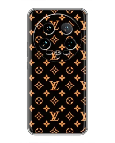 Чехол для Xiaomi 14 Ultra с картинкой «Золотая монограмма LV»