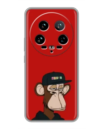 Чехол для Xiaomi 14 Ultra с картинкой «Bored Ape — красный фон»