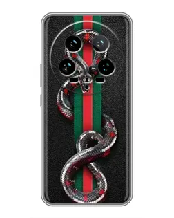 Чехол для Xiaomi 14 Ultra с картинкой «Gucci — змея на полосе» Чехол для Xiaomi 14 Ultra с картинкой «Gucci — змея на полосе»