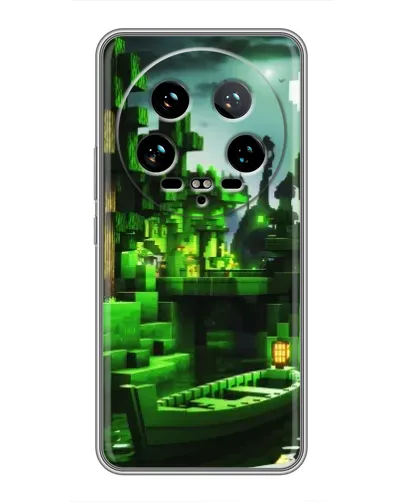 Чехол для Xiaomi 14 Ultra с картинкой «Minecraft лесной пейзаж»