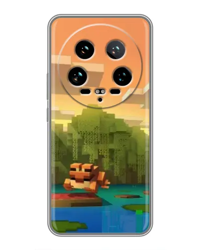 Чехол для Xiaomi 14 Ultra с картинкой «Майнкрафт закат солнца»