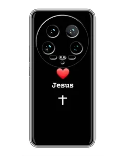 Чехол для Xiaomi 14 Ultra с картинкой «Сердце - Jesus»
