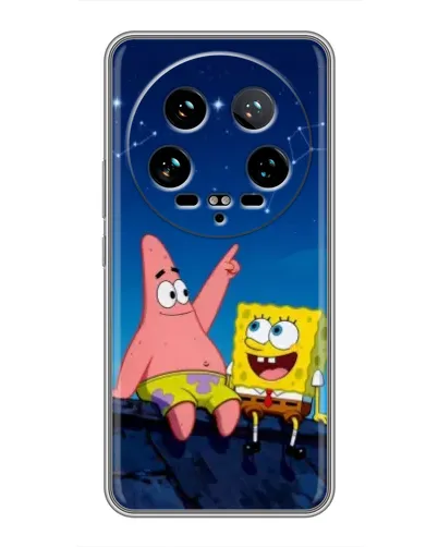 Чехол для Xiaomi 14 Ultra с картинкой «Губка Боб и Патрик ночью»