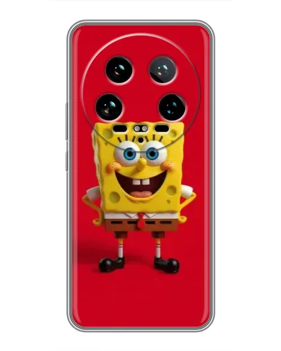 Чехол для Xiaomi 14 Ultra с картинкой «Спанч Боб на красном»