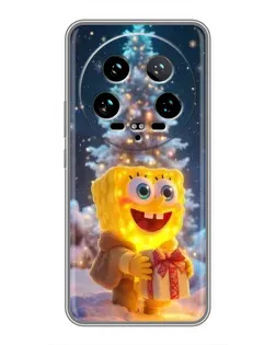 Чехол для Xiaomi 14 Ultra с картинкой «Рождественский Спанч Боб»
