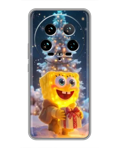 Чехол для Xiaomi 14 Ultra с картинкой «Рождественский Спанч Боб»