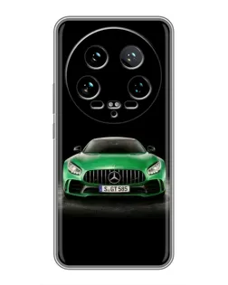 Чехол для Xiaomi 14 Ultra с картинкой «Mercedes — неоновый лого»