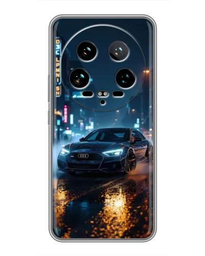Чехол для Xiaomi 14 Ultra с картинкой «Ночной город и Audi»