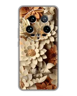 Чехол для Xiaomi 14 Ultra с картинкой «Бежевый флористический декор»