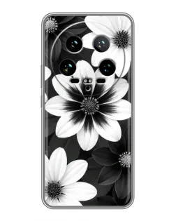 Чехол для Xiaomi 14 Ultra с картинкой «Монохромные астры»