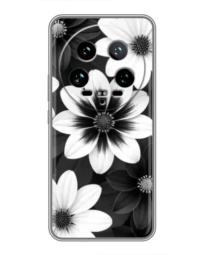Чехол для Xiaomi 14 Ultra с картинкой «Монохромные астры»