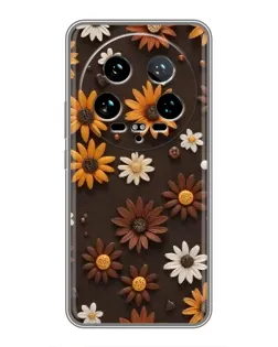 Чехол для Xiaomi 14 Ultra с картинкой «Узор из маленьких подсолнухов»