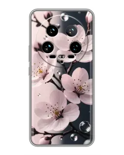 Чехол для Xiaomi 14 Ultra с картинкой «Нежная сакура и капли»