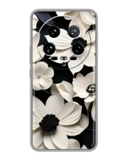 Чехол для Xiaomi 14 Ultra с картинкой «Объемные белые цветы»