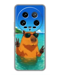 Чехол для Xiaomi 14 Ultra с картинкой «Морская капибара»