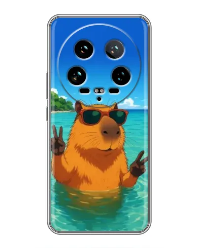 Чехол для Xiaomi 14 Ultra с картинкой «Морская капибара»