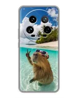 Чехол для Xiaomi 14 Ultra с картинкой «Капибара на море»
