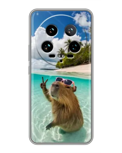 Чехол для Xiaomi 14 Ultra с картинкой «Капибара на море»