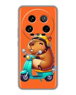 Чехол для Xiaomi 14 Ultra с картинкой «Капибара на скутере»