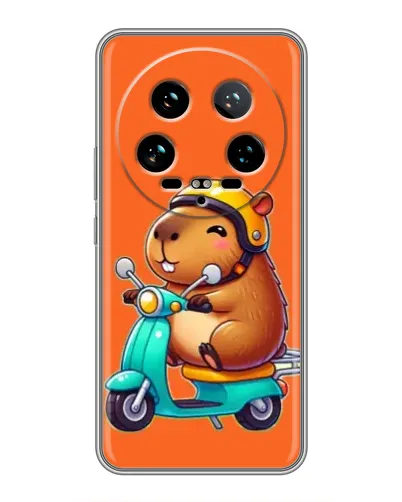 Чехол для Xiaomi 14 Ultra с картинкой «Капибара на скутере»