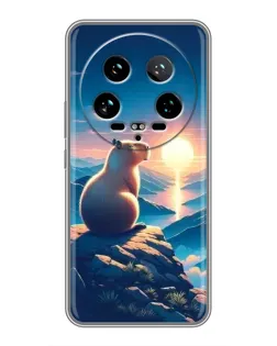 Чехол для Xiaomi 14 Ultra с картинкой «Закат солнца с капибарой»
