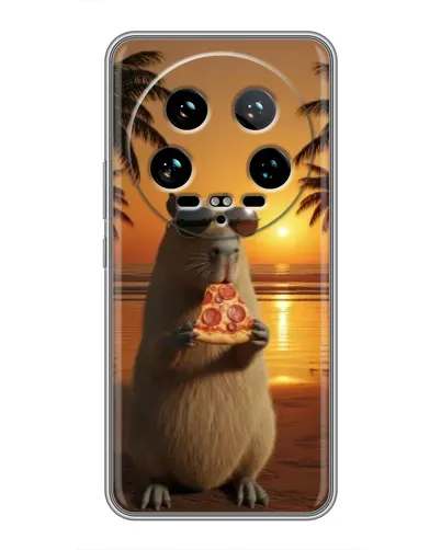 Чехол для Xiaomi 14 Ultra с картинкой «Капибара с пиццей»
