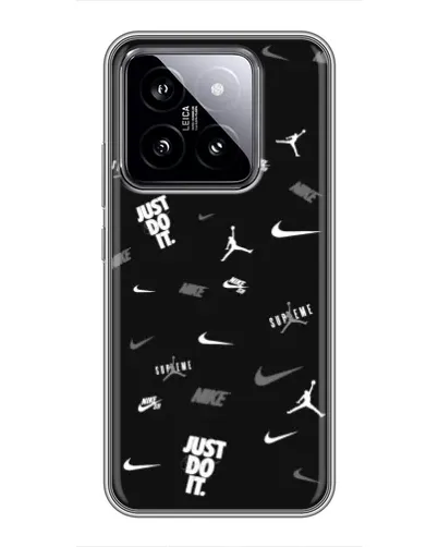 Чехол для Xiaomi 14 с картинкой «Nike Black Pattern»