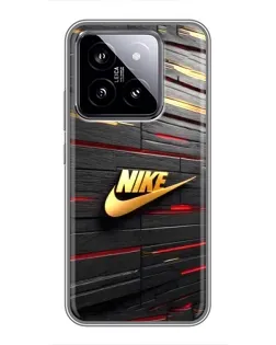 Чохол для Xiaomi 14 з картинкою «Золотий Nike на металі» Чохол для Xiaomi 14 з картинкою «Золотий Nike на металі»