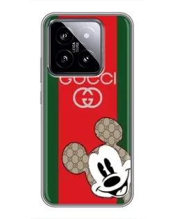 Чохол для Xiaomi 14 з картинкою «Gucci — смуги та Міккі» Чохол для Xiaomi 14 з картинкою «Gucci — смуги та Міккі»