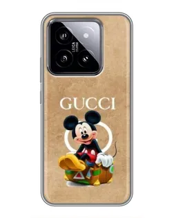Чохол для Xiaomi 14 з картинкою «Міккі Маус Gucci — крафт» Чохол для Xiaomi 14 з картинкою «Міккі Маус Gucci — крафт»