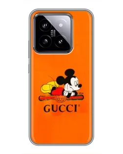 Чохол для Xiaomi 14 з картинкою «Міккі Маус Gucci — помаранч» Чохол для Xiaomi 14 з картинкою «Міккі Маус Gucci — помаранч»