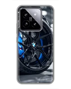 Чехол для Xiaomi 14 с картинкой «Колесо BMW вблизи»