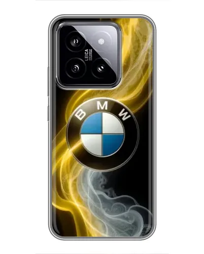 Чехол для Xiaomi 14 с картинкой «Золотистый дым BMW»