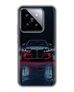 Чехол для Xiaomi 14 с картинкой «BMW на мокрой дороге»