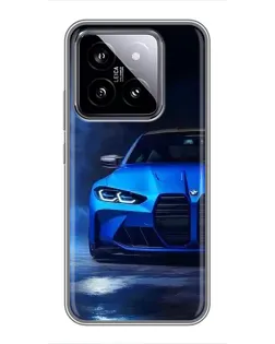 Чехол для Xiaomi 14 с картинкой «Голубая BMW M4»