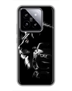 Чехол для Xiaomi 14 с картинкой «BMW и лев»