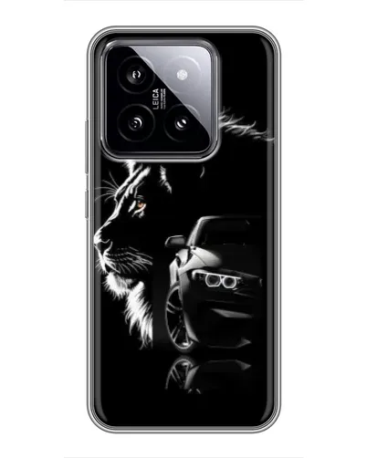 Чехол для Xiaomi 14 с картинкой «BMW и лев»