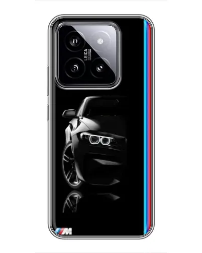 Чехол для Xiaomi 14 с картинкой «Силуэт BMW в темноте»