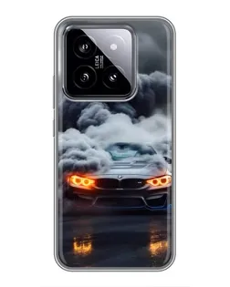 Чехол для Xiaomi 14 с картинкой «BMW в дыму»