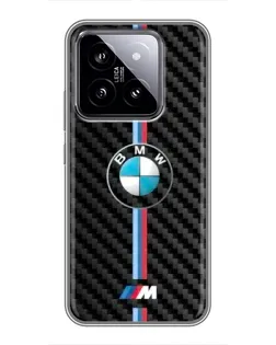 Чехол для Xiaomi 14 с картинкой «Эмблема BMW и карбон»