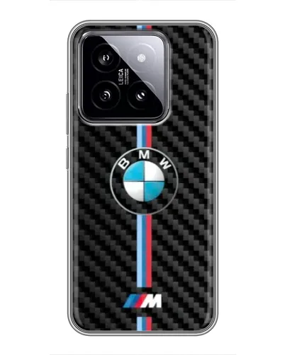 Чехол для Xiaomi 14 с картинкой «Эмблема BMW и карбон»